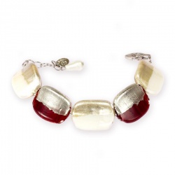 Šperky Murano Millefiori - Náramok HILLARY- červeno-biely