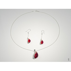 Šperky Murano Millefiori - Set IOANA -  červený