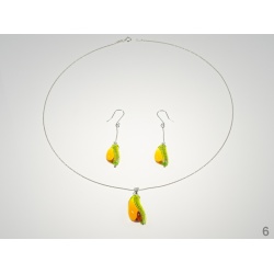Šperky Murano Millefiori - Set IOANA - zeleno - oranžová