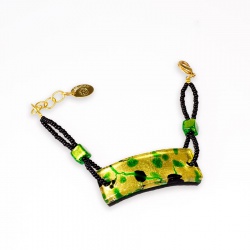 Šperky Murano Millefiori - Náramok LISE - zeleno-zlatý