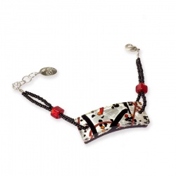 Šperky Murano Millefiori - Náramok LISE - čierno-červený