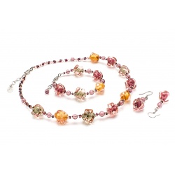 Šperky Murano Millefiori - Set CARMELA - ružový