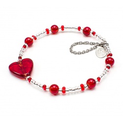 Šperky Murano Millefiori - Náramok LOVE - červený