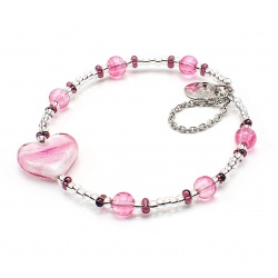 Šperky Murano Millefiori - Náramok LOVE -  ružový