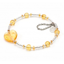 Šperky Murano Millefiori - Náramok LOVE - žltý