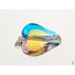Šperky Murano Millefiori - Prívesok MENORA - modro-žlto-fialový