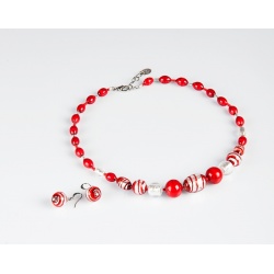 Šperky Murano Millefiori - Set OLGA - červený