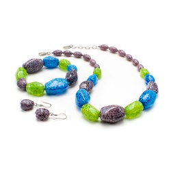 Šperky Murano Millefiori - Set SUNNY - fialovo - modrý