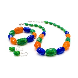 Šperky Murano Millefiori - Set SUNNY - zeleno-modrý