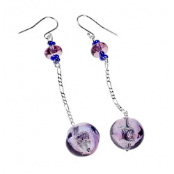 Šperky Murano Millefiori - Náušnice ADEONA - fialové