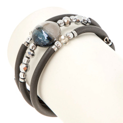 Šperky Murano Millefiori - Náramok MOON GRAPHITE - šedý