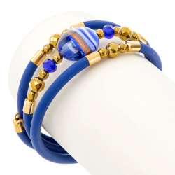 Šperky Murano Millefiori - Náramok MOON NAVY - modrý