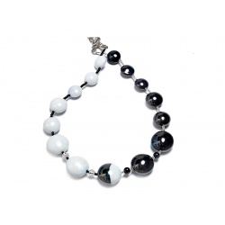 Šperky MURANO Antica Murinna  - Náhrdelník Audrey 2 - čierno - biely