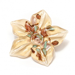 Šperky Murano Millefiori - Brošňa ASHLEY - béžová