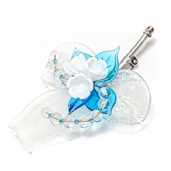 Šperky Murano Millefiori - Brošňa GRAZIELA - bielo-modrá