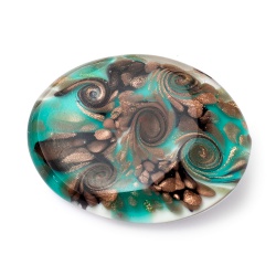 Šperky Murano Millefiori - Brošňa ARIADNE - tyrkysovo-čierna