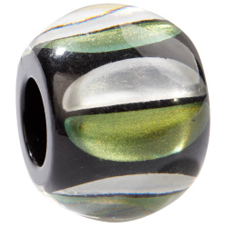 Šperky ZSISKA - Náhrdelník - Korálka GLITZ - čierna so zeleno-striebornou