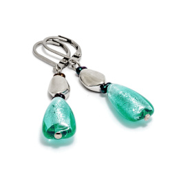 Šperky Murano Millefiori - Náušnice ADA - tyrkysovo - zelené