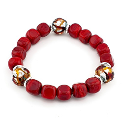 Šperky Murano Millefiori - Náramok BETTY - červený