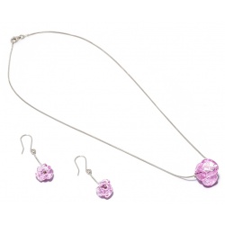 Šperky Murano Millefiori - set CHANEL - ružová