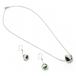 Šperky Murano Millefiori - set CHANEL - zelená