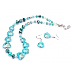 Šperky Murano Millefiori - Set DANIELA - tyrkysový