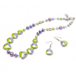 Šperky Murano Millefiori - Set DANIELA - zeleno-šedý