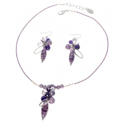Šperky Murano Millefiori - Set ADEMIRA - fialová