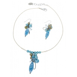 Šperky Murano Millefiori - Set ADEMIRA  - tyrkysová