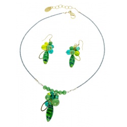 Šperky Murano Millefiori - Set ADEMIRA  - zelená