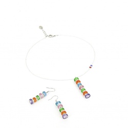 Šperky Murano Millefiori - Set AZALEEA - zeleno - oranžový