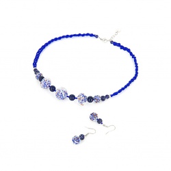 Šperky Murano Millefiori - Set Sore - modrý