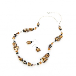 Šperky Murano Millefiori - Set TAYLOR - hnedý
