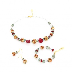Šperky Murano Millefiori - Set ALKA - červený 