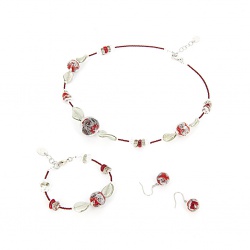 Šperky Murano Millefiori - Set AMENA - červený