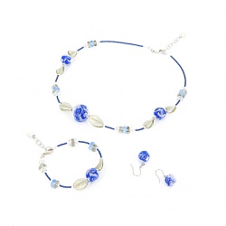 Šperky Murano Millefiori - Set AMENA - modrý