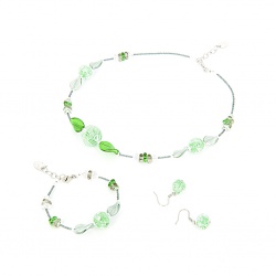 Šperky Murano Millefiori - Set AMENA - zelený