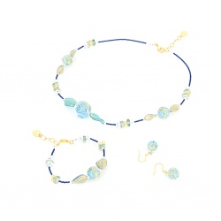 Šperky Murano Millefiori - Set AMENA - tyrkysový