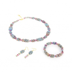 Šperky Murano Millefiori - Set OZANA - tyrkysovo - ružový