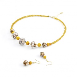 Šperky Murano Millefiori - Set Sore - žltý