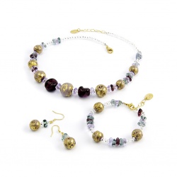 Šperky Murano Millefiori - Set ALKA - fialový