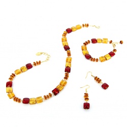 Šperky Murano Millefiori - Set CEZARA - oranžový