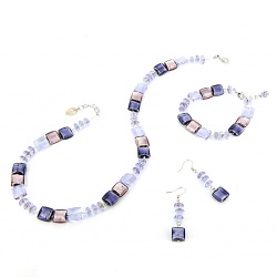 Šperky Murano Millefiori - Set CEZARA - fialový
