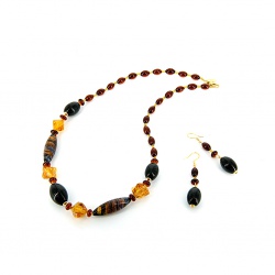 Šperky Murano Millefiori - Set AMBER - hnedý