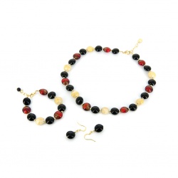 Šperky Murano Millefiori - Set DONNA - čierno - červený