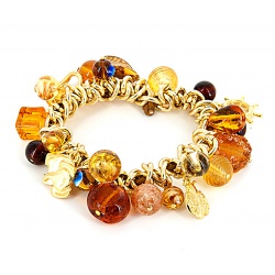 Šperky Murano Millefiori - Náramok DALIA - zlatý