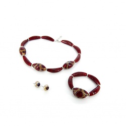 Šperky Murano Millefiori - Set LATOYA  - červený