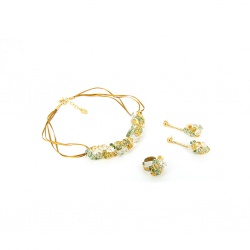 Šperky Murano Millefiori - Set AMELIE - šedo - zlatá