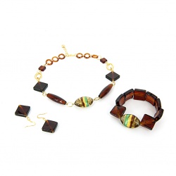 Šperky Murano Millefiori - Set SALMA - hnedý