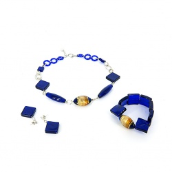 Šperky Murano Millefiori - Set SALMA - modrý